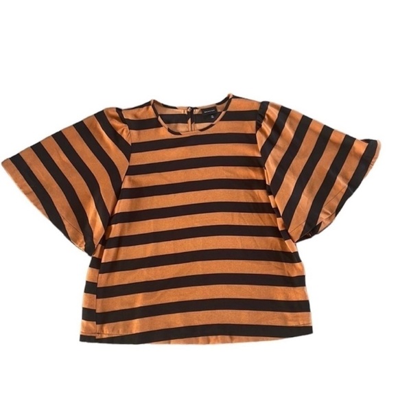 Who What Wear Size Medium Orange and Black Striped Top. - Picture 2 of 7